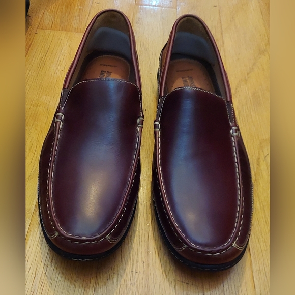JOHNSTON & MURPHY SHEEPSKIN 25-8343 MEN'S DARK BROWN LEATHER LOAFERS SIZE 13 M - Picture 1 of 15